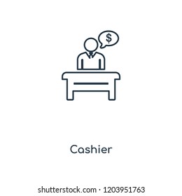 Cashier concept line icon. Linear Cashier concept outline symbol design. This simple element illustration can be used for web and mobile UI/UX.