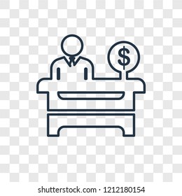 Cashier concept vector linear icon isolated on transparent background, Cashier concept transparency concept in outline style