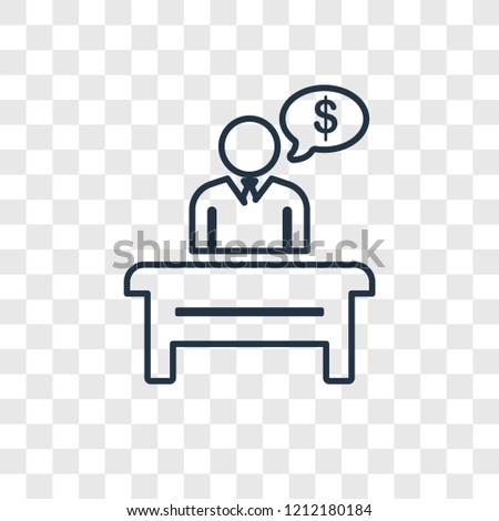 Cashier concept vector linear icon isolated on transparent background, Cashier concept transparency concept in outline style