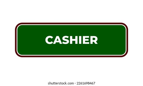Cashier counter sign board plaque in hospital center, vector illustration in trendy style with matching green medical color. Tanda Loket Kasir. Editable graphic resources for many purposes.