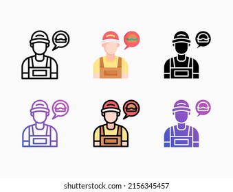 Cashier food restaurant icon set with line, outline, flat, filled, glyph, color, gradient. Editable stroke and pixel perfect. Can be used for digital product, presentation, print design and more.