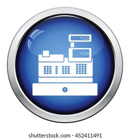 Cashier icon. Glossy button design. Vector illustration.