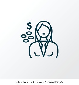 Cashier icon line symbol. Premium quality isolated seller woman element in trendy style.