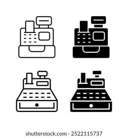 Cashier icon set. cash register sign color editable
