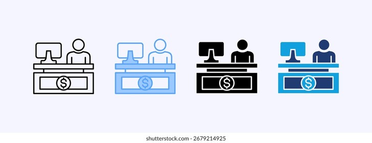 Conjunto de iconos de cajero Colección de estilo múltiple