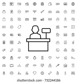 Cashier icon. set of outline shopping icons.