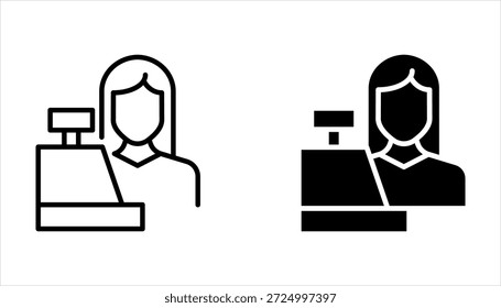 Kasse Symbol Satz Vektor Umriss Stil Design auf weißem Hintergrund