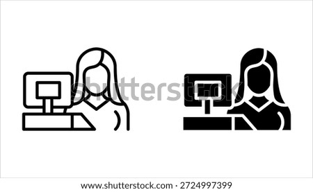 cashier icon set vector outline style design on white background