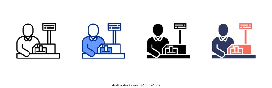 Cashier icon sheet multiple style collection