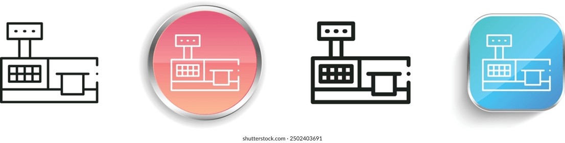 cashier icon. Thin Linear, Regular and Button Style Design Isolated On White Background