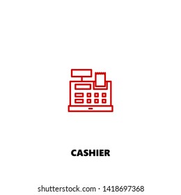 cashier icon. cashier vector design. sign design. red color