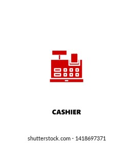 cashier icon. cashier vector design. sign design. red color