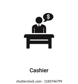 Cashier icon vector isolated on white background, logo concept of Cashier sign on transparent background, filled black symbol