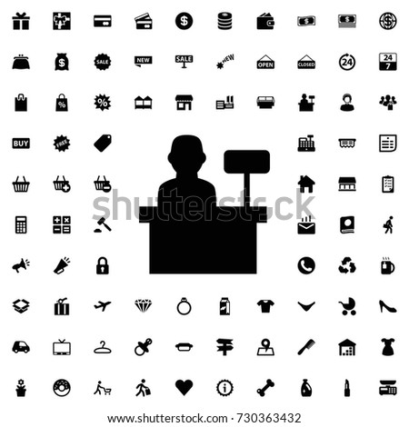 Cashier icon vector isolated on white background. set of filled shopping icons.