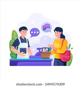 Cashier Illustration using modern style vector view