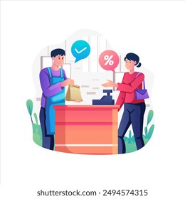 Cashier Illustration using modern style vector view