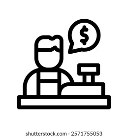 cashier line icon illustration vector graphic. Simple element illustration vector graphic, suitable for app, websites, and presentations isolated on white background