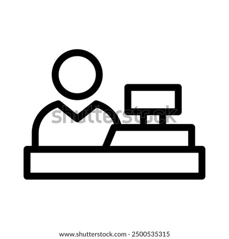 cashier line icon illustration vector graphic. Simple element illustration vector graphic, suitable for app, websites, and presentations isolated on white background