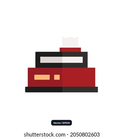 cashier machine Black Friday icon. Black Friday design, sale, discount, advertising, marketing price tag, Clothes, furnishings, cars, food sale icons. Black Friday icons vector. 