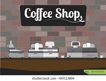 cashier machine in coffee shop