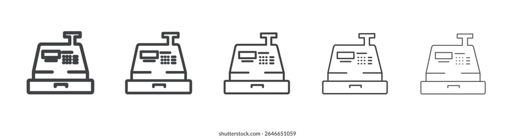 Ícone de máquina de caixa plano simples esboço logotipo