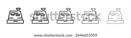 Cashier machine icon flat simple outline logo