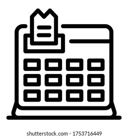 Icono de máquina de cajero. Icono de vector de máquina de cajero de contorno para diseño web aislado en fondo blanco