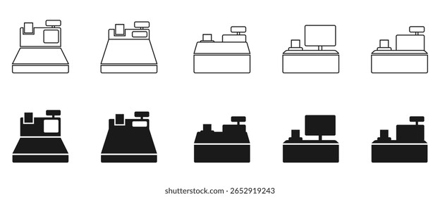 cashier machine icon set vector illustration isolated on white background.