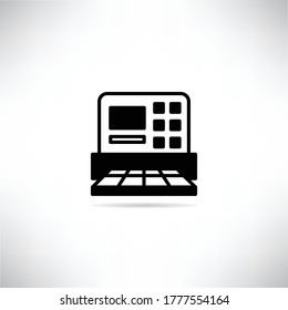 cashier machine icon vector illustration on gray background