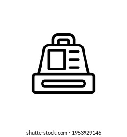 Cashier machine outline vector icon. Thin line black cashier machine icon, flat vector simple element illustration.