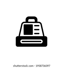 Cashier machine outline vector icon. Thin line black cashier machine icon, flat vector simple element illustration.