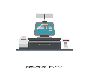 Cashier machine set. Simple flat illustration