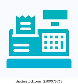 Cashier Machine Vector Icon, Cash Register, Teller, Counter, Checker, Paymaster Icon. Isolated Silhouette Gradient Vector Icon. 