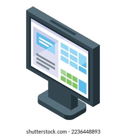 Cashier monitor icon isometric vector. Payment screen. Machine computer