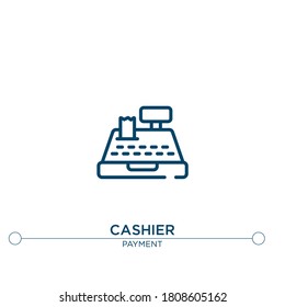 icono vector de contorno de cajero. ilustración de elemento simple. icono de contorno de cajero a partir del concepto de pago editable. se puede usar para web y móvil
