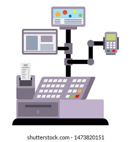 Cashier payment terminal icon. Flat illustration of cashier payment terminal vector icon for web design