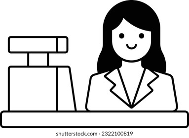 cashier people user counter person Outline