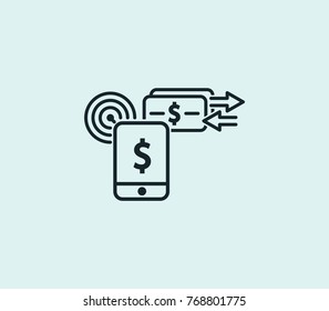 Cashier POS terminal icon isolated on clean background. Mobile payment concept drawing cashier POS icon in modern style. Vector illustration of cashier POS for your web site mobile logo app UI design.