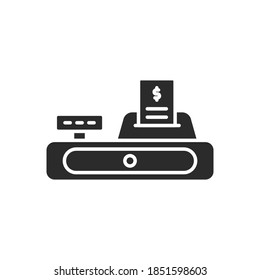 Cashier receipt icon. ATM machine receipt. paper shop cheque with Dollar symbol for slip or bill payment. Glyph or solid style pictogram. Vector illustration. Design on white background. EPS 10