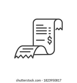 cashier receipt icon, receipt bill, thin line symbol for web and mobile phone on white background - vector illustration eps10