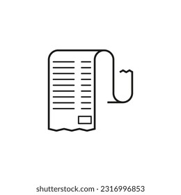 icono de recepción de cajero, factura de recibo, línea delgada. Ilustración vectorial. Imagen de stock.