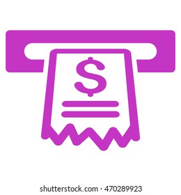 Cashier Receipt icon. Vector style is flat iconic symbol with rounded angles, violet color, white background.
