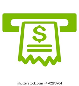 Cashier Receipt icon. Vector style is flat iconic symbol with rounded angles, eco green color, white background.