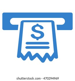 Cashier Receipt icon. Vector style is flat iconic symbol with rounded angles, cobalt color, white background.