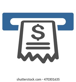 Cashier Receipt icon. Vector style is bicolor flat iconic symbol with rounded angles, cobalt and gray colors, white background.