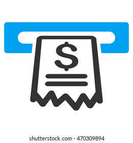 Cashier Receipt icon. Vector style is bicolor flat iconic symbol with rounded angles, blue and gray colors, white background.