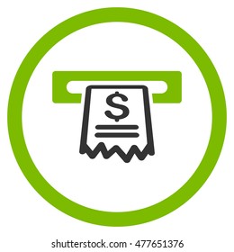 Cashier Receipt rounded icon. Vector illustration style is flat iconic bicolor symbol, eco green and gray colors, white background.
