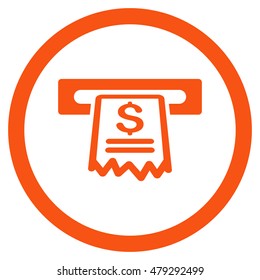 Cashier Receipt rounded icon. Vector illustration style is flat iconic symbol, orange color, white background.