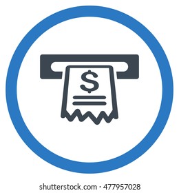 Cashier Receipt vector bicolor rounded icon. Image style is a flat icon symbol inside a circle, smooth blue colors, white background.