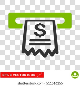 Cashier Receipt vector icon. Image style is a flat eco green and gray pictogram symbol.